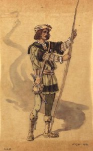 Orlando, costume design for Shakespeare's "As You Like It", produced by R. Courtneidge at the Princes Theatre, Manchester