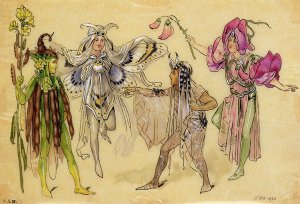 Four Fairy Costumes for A Midsummer Nights Dream produced by Robert Courtneidge at the Princes Theatre, Manchester, 1896-1903