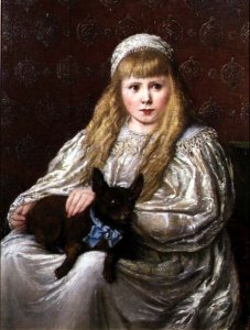 Portrait of a Young Girl with a Dog