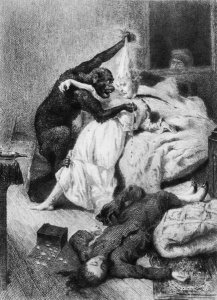 Illustration for The Murders in the Rue Morgue by Edgar Allan Poe 1809-49 engraved by Eugene Michel Abot 1836-94