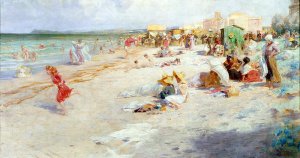 A Busy Beach in Summer