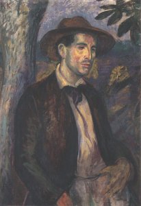 Portrait of Bela Czobel with Straw Hat 1907