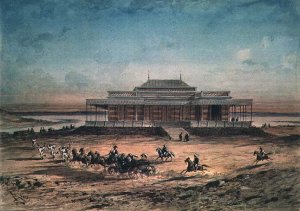 The Empress Eugenie travelling to the Inauguration of the Suez Canal in 1869, from a souvenir album, 1869