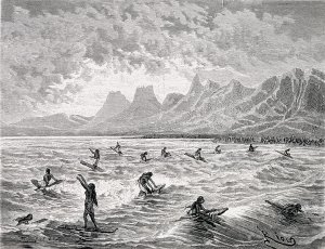 Hawaiian Games, illustration from Le Tour du Monde, 1872