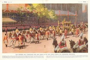 Our Crowned and Consecrated King and Queen in the State Coach During the Coronation Procession on 12th May 1937 from The Sketch 19th May 1937