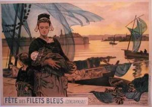 Poster depicting the Festival of Blue Fishing Nets Concarneau Brittany