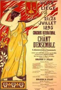 Reproduction of a poster advertising the Concours international de Chant densemble Liege Belgium