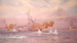 HMS Albion commanded by Capt A Walker Heneage completing the destruction of the outer forts of the Dardanelles in 1915 2