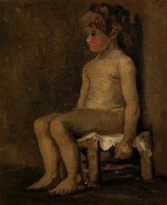 Nude Study Of A Little Girl Seated