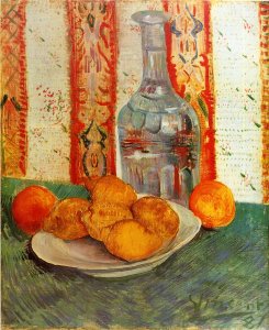 Still Life With Decanter And Lemons On A Plate