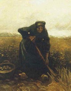 Woman Lifting Potatoes