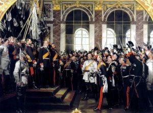 The Proclamation of Wilhelm as Kaiser of the new German Reich, in the Hall of Mirrors at Versailles on 18th January 1871, painted 1885 2